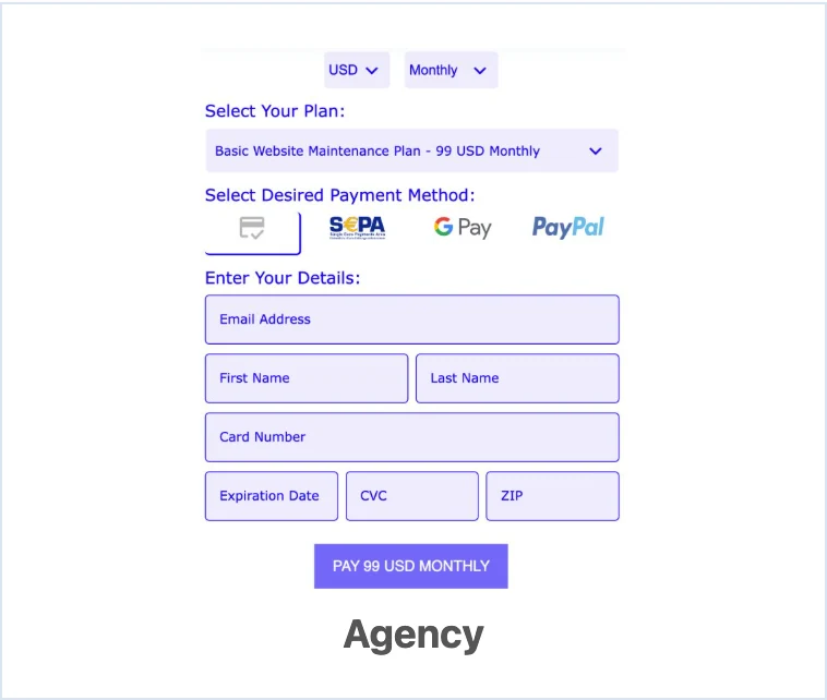 Agency Payment Form Template preview