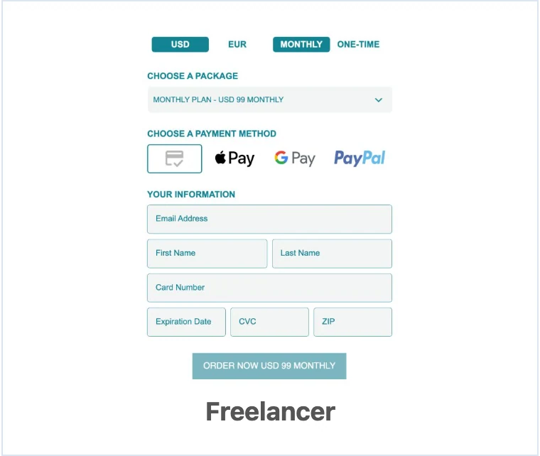Freelancer Payment Form Template preview