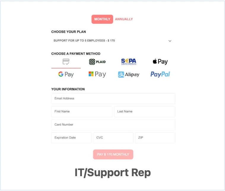 IT / Support Rep Payment Form Template preview