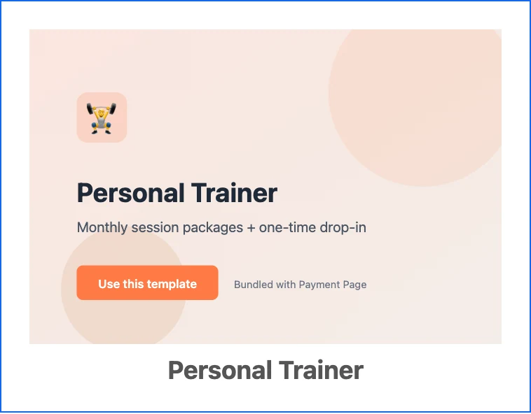 Personal Trainer Payment Form Template