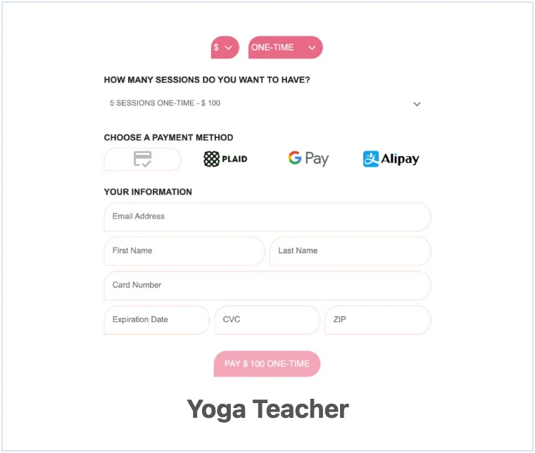 Yoga Teacher Payment Form Template preview
